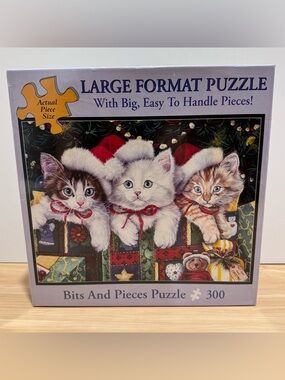 Bits and Pieces 300 Piece Puzzle Meowy Christmas Large Format Jenny Newland NEW